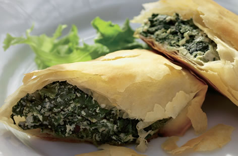 spinach and ricotta filo slices